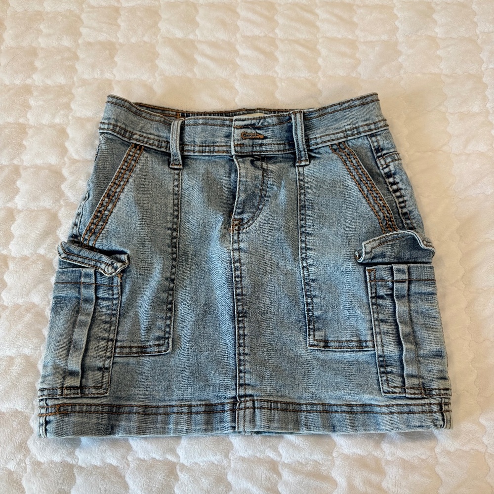 Lovegen Multi Cargo Denim Skirt Mini
